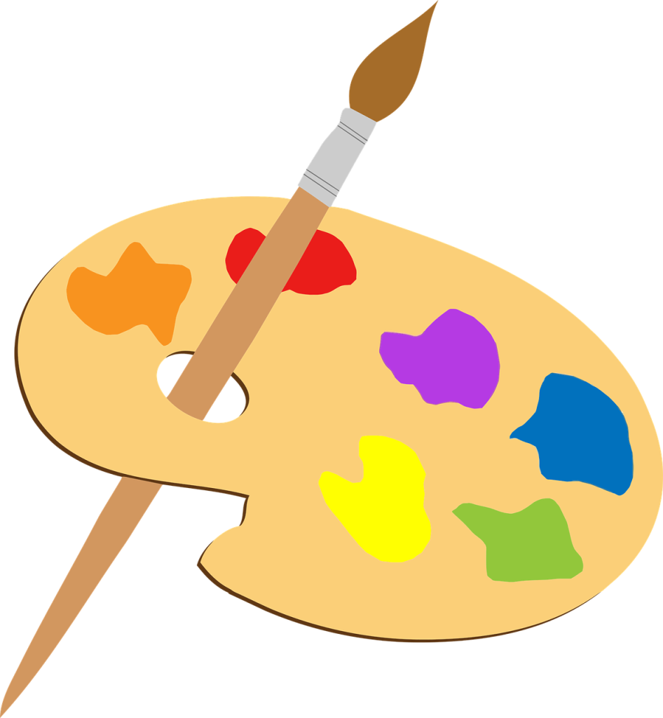Graphic of Paintbrush and Palette - Used to signify the ability to switch between color schemes on the application